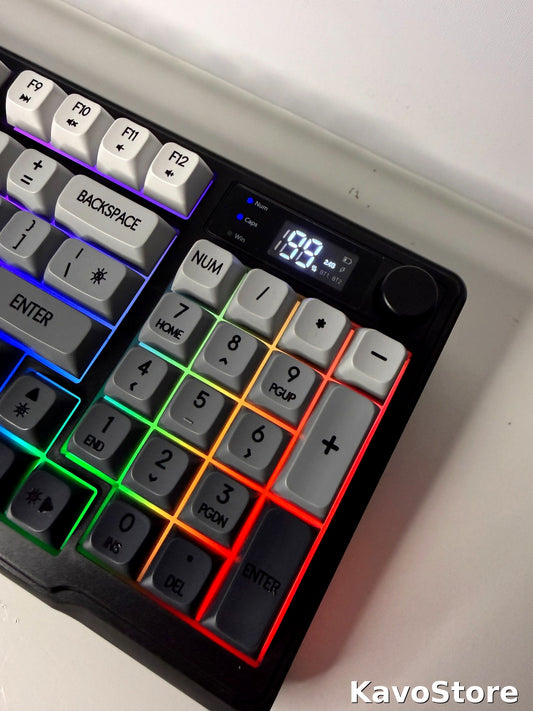 💥Cicha Klawiatura Gamingowa RGB z Ekranem LCD | Bezprzewodowa 2.4G + Bluetooth💥👉 Użyj kodu KAVO10 i odbierz 10% rabatu