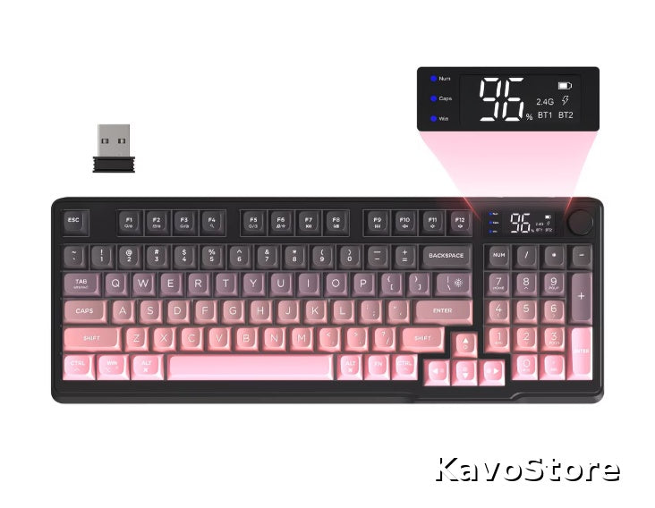 💥Cicha Klawiatura Gamingowa RGB z Ekranem LCD | Bezprzewodowa 2.4G + Bluetooth💥👉 Użyj kodu KAVO10 i odbierz 10% rabatu